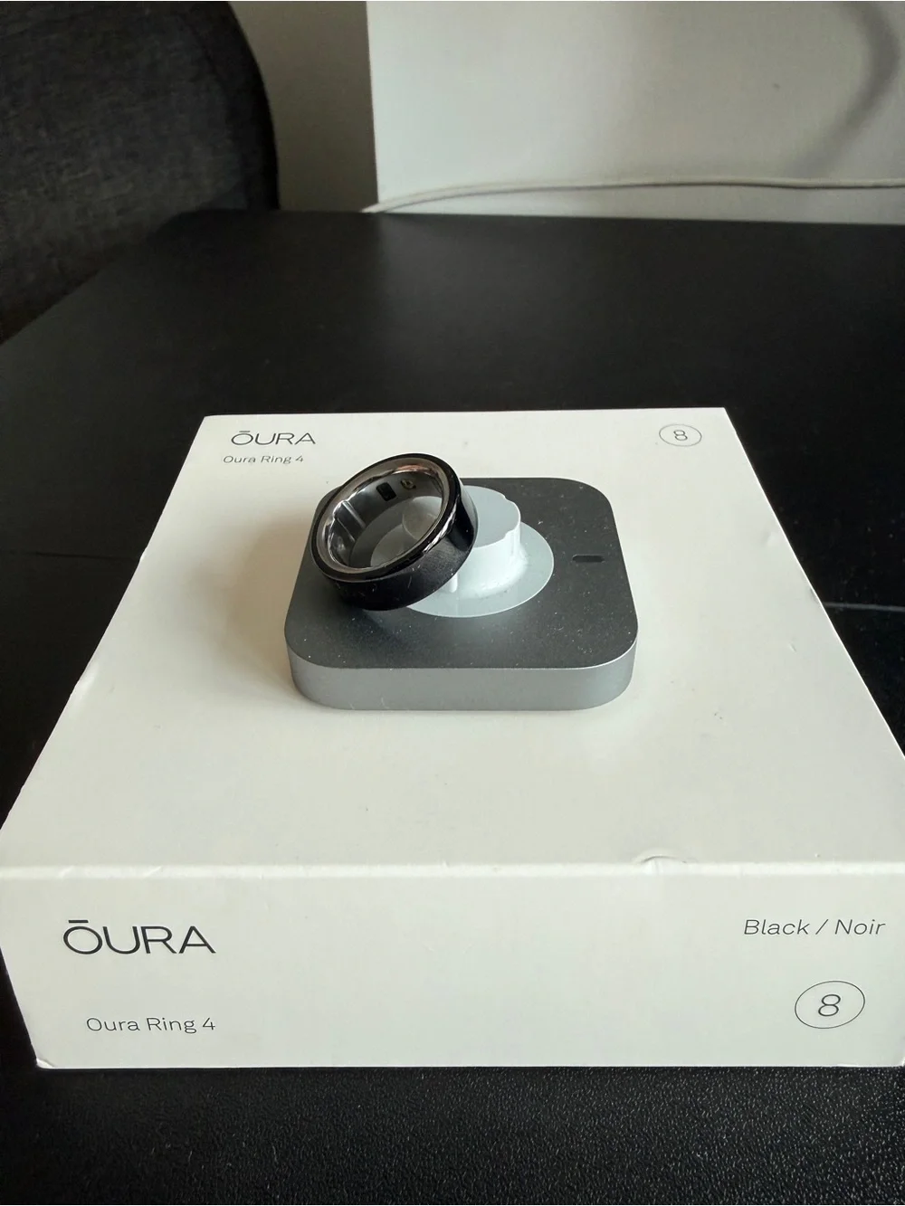 Oura Ring 4 — Black Exterior with Silver Interior